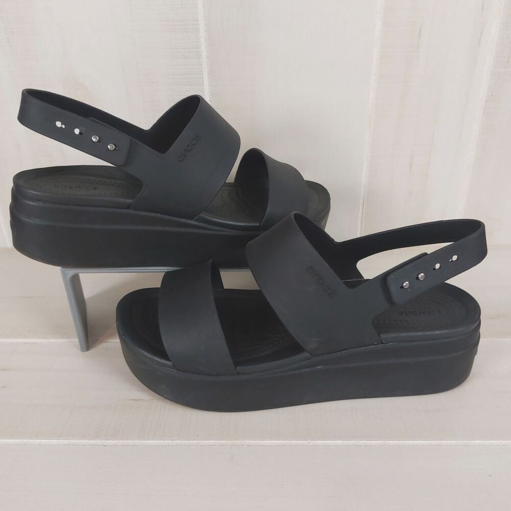 Crocs Brooklyn Low Wedge Sandals LiteRide Women’s Size 9 Black Platform